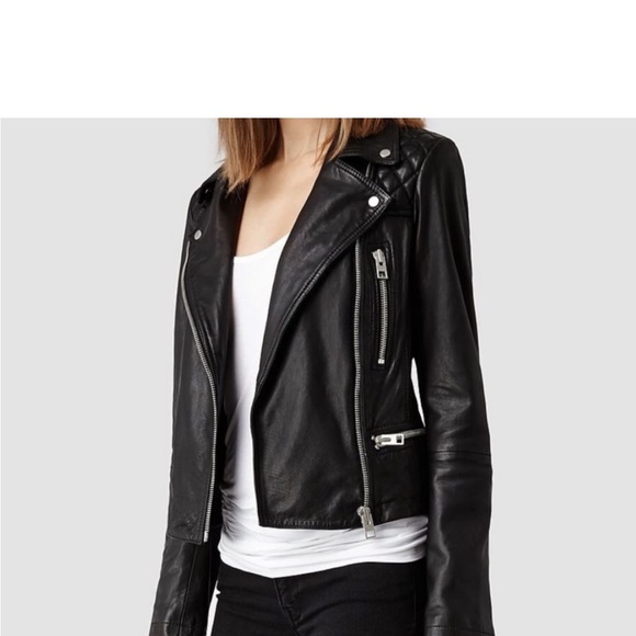AllSaints Catch Biker Leather Jacket - Picture 2 of 10